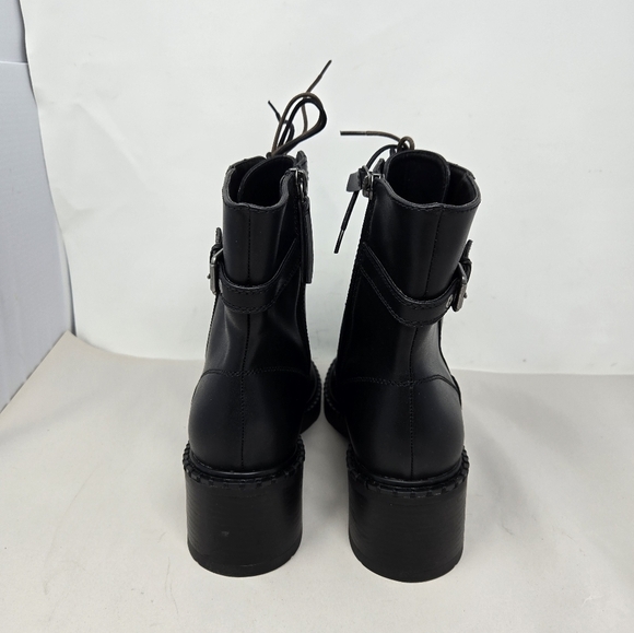 Zodiac Combat Women's Paxon Boots Sz 9.5M Black Faux Leather Lace & Zip Heeled - Picture 4 of 13
